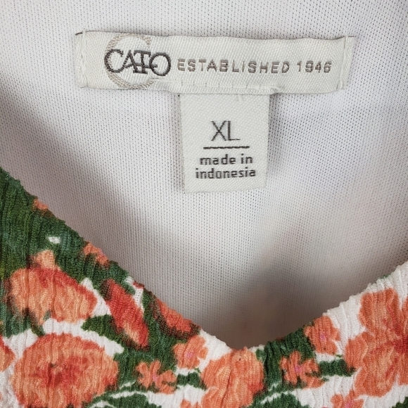 NWOT Cato Orange Multicolored Puff Short Sleeve Dress Sz XL - Picture 5 of 12